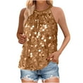 thumbnail image 7 of CheerKidz Women's Sequined Round Neck Pullover Tops 2025 Trendy Summer Blouse,Casual Sleeveless Shirt,Loose Fits Fashion Tops for Party(Brown,2XL), 7 of 7