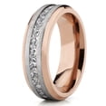 thumbnail image 2 of Men's Rose Plated Brushed Titanium Wedding Ring Eternity Band with Channel Set Princess Cut Cubic Zirconia 8mm SZ 8, 2 of 3