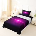 thumbnail image 3 of Manfei Gradient Horizontal Line Twin Sheets, Glowing Neon Light Bedding, Purple and Black, Black Reversible 3-Piece1 Flat Sheet + 1 Fitted Sheet + 1 Pillowcase, 3 of 6