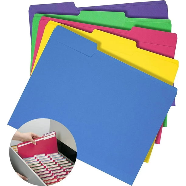 Happon File Folders Manila File Folders 1/3Cut Tab Assorted color 10