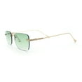 thumbnail image 6 of Retro Luxe Rimless Rectangle Metal Frame 90s Fashion Sunglasses Gold - Green, 6 of 8