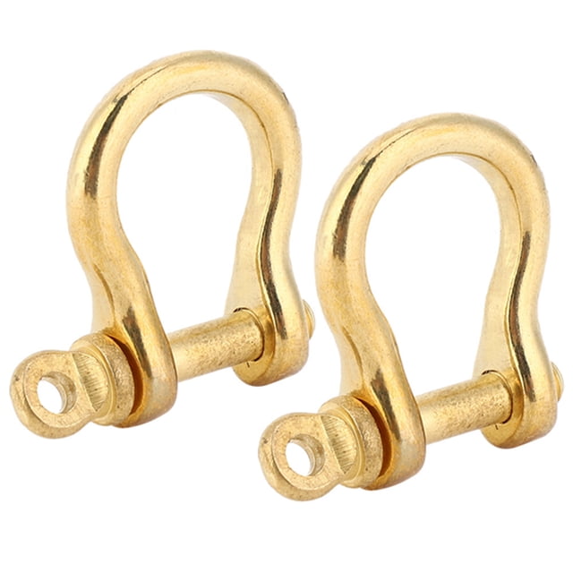 Juego de 2 grilletes de anclaje en forma de U de latón con gancho para llavero dorado - 10 mm