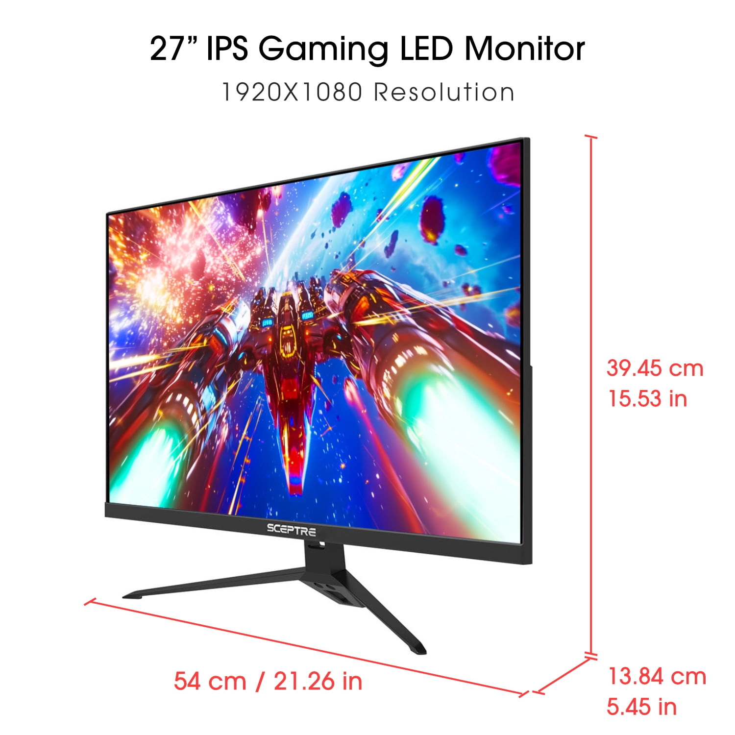 Sceptre New IPS 27-Inch Gaming Monitor 180Hz 1ms DP HDMI Build-in Speakers 2025 (E275B-FPT165.A1)