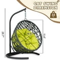 thumbnail image 5 of Dog Bed Cat Swing Bed with Stand & Cushion, Cat Egg Chair with Rattan Wicker Appearance, Indoor Hanging Swinging Cat Bed for Cats, Small Dogs, and Small Animals,Green,Orthopedic Dog Bed, 5 of 15