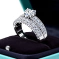 thumbnail image 3 of Ringheart Couple Rings Heart 1.5ct CZ White Gold Plated Women Wedding Ring Sets for Him and Her Rings Tungsten steel Men Ring, 3 of 6