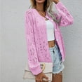 thumbnail image 6 of IROINNID Women's Short Cardigan Jacket Solid Color Long Sleeve Casual Pockets Casual Coat Cardigan, Pink, 6 of 9