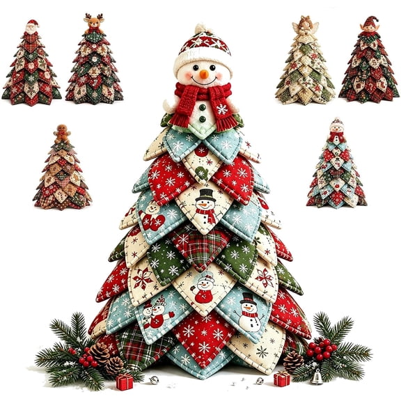 DIY Quilted Christmas Tree Kit, Holiday Patchwork Sewing Craft Kit,Christmas Tree Fabric Patchwork Craft Set for Adult & Beginner, Handmade Tabletop Holiday Decor