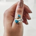 thumbnail image 2 of Oyster Copper Turquoise Ring, Natural Turquoise Ring, December Birthstone, Womens Ring, Coffin Ring, 925 Sterling Silver, Christmas, Handmade, Statement Jewelry, Coffin Shape Gemstone Ring, 2 of 6