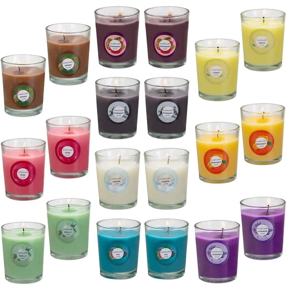 Velas aromáticas YOROXRG, jazmín, rosa, vainilla y bergamota, paquete de 20