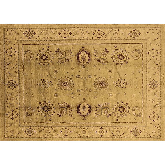 Ahgly Company Indoor Rectangle Oriental Brown Industrial Area Rugs, 7' x 10'