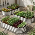 thumbnail image 6 of Raised Garden Bed 3Pcs 5ft Oval Galvanized Metal Planter Box, 60"D x 29"W x11"H,Silver, 6 of 6