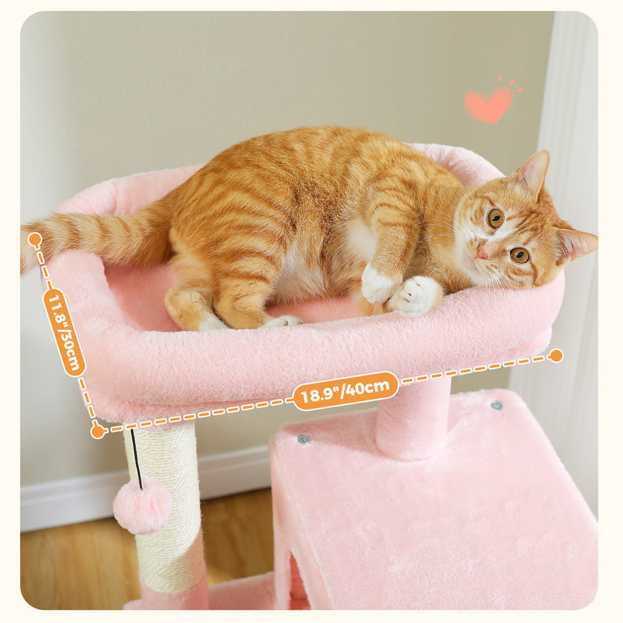 Pefilos 45" Cat Tree Tower for Indoor Cats, 5-Level Cat Condo for Large Cats with Large Hammock, Big Top Perch and 4 Sisal Covered Scratching Pos, Pink Pefilos 45" Cat Tree Tower for Indoor Cats, 5-Level Cat Condo for Large Cats with Large Hammock, Big Top Perch and 4 Sisal Covered Scratching Pos, Pink