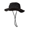 thumbnail image 1 of Fishing Draw String Boonie Hat With Top Side Buckle for ID, Black Small/Medium, 1 of 1