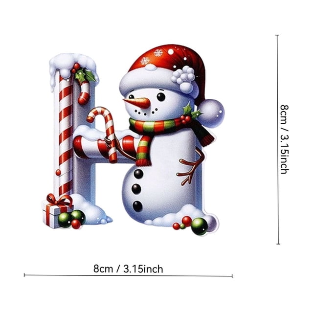 Acrylic 2D Christmas Snowman Letter Ornament | Personalized Holiday Tree Pendant with Custom Name | Durable Clear Acrylic with 3 Ribbon Styles | Festive Decoration for Kids Gifts Wreaths