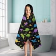thumbnail image 6 of Black Cartoon Colorful Dinosaurs Plants Pattern Hooded Bath Towel，50"x30" for Ages 3 To 12 Kids, Quick Dry Lightweight Soft Microfiber Hood Beach Towel Cover Up for Kids, 6 of 7
