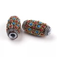 thumbnail image 2 of U8MO 5pcs Handmade Beaded Indonesia Clay Beads Oval Large Hole Loose Beads 32x16.5mm-Coconut Brown, 2 of 2
