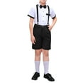 thumbnail image 2 of NAISIBABY Boys Formal Sets 7T , Short Sleeve Bowtie Shirt with Overall Shorts Performance Gentleman Dressy Outfits Black(3-18T), 2 of 4