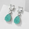 thumbnail image 3 of PYNZY Dangle Drop Earrings for Women Green Cubic Zirconia Jewelry with Teardrop Paraiba Plated White Gold, 3 of 6