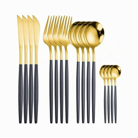 

16pcs Stainless Steel Cutlery Set Gold Cutlery Fork