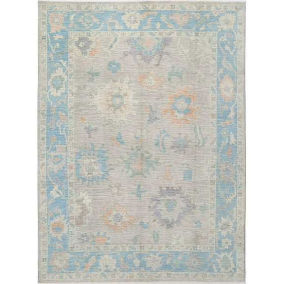 Hand Knotted Oushak Wool Rug - 10'3'' x 14'2''