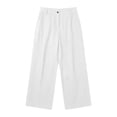 thumbnail image 5 of Wide Leg Cotton Pants for Women Zipper Front Straight Dress Pants Business Casual Summer Trousers with Pockets, 5 of 7