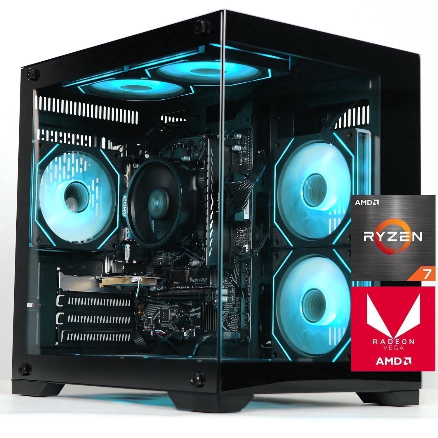 ICEWOLF Gaming PC, AMD Ryzen 7 5700G, 16GB RAM, 1TB SSD, Radeon