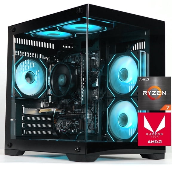 ICEWOLF Gaming Desktop, AMD Ryzen 7 5700G, 16GB DDR4, 1TBSSD, Windows 11 ,Black