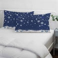 thumbnail image 3 of Navy Blue Christmas Pillow Covers, Linen Long Throw Pillow Case, Xmas Snowflake Ball Winter Snowflake Holiday Pillow Protector Decorative Cushion Cover for Living Room/Bedroom 16" x 24", 3 of 8