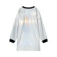 thumbnail image 5 of YONGHS Women Shiny Rave Outfits Long Sleeve T-Shirt Dress Loose Mini Dress Disco Dance Clubwear Holographic Silver XL, 5 of 7