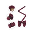 thumbnail image 3 of Men's Ribbon Leaf Pendant Pre-tied Bow Ties Necktie  Collar Fashion for School Uniform Wedding One Size Wine Red, 3 of 5