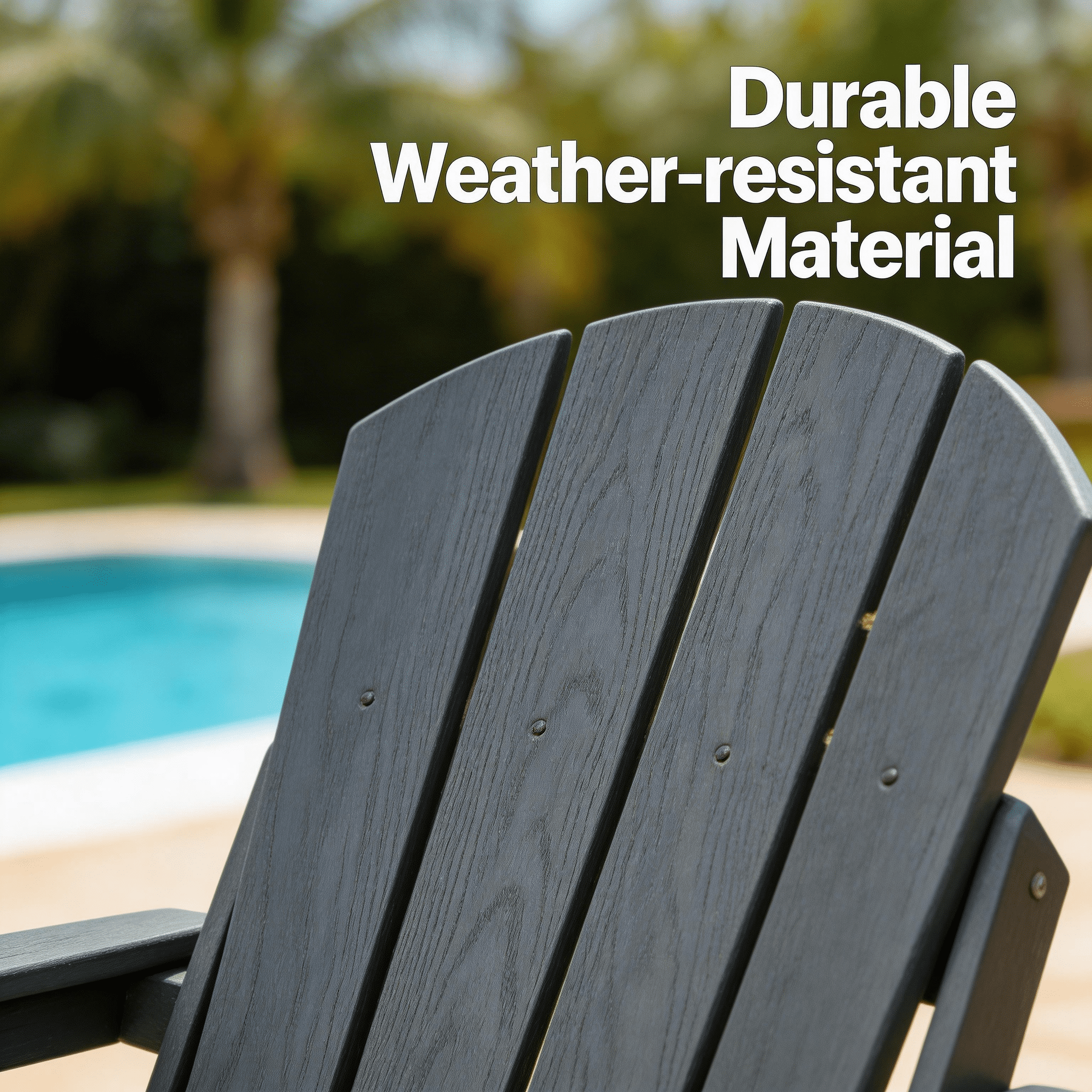 Folding Adirondack Chairs, Patio Chairs, Lawn Chairs, Outdoor Chair, Adirondack Chair Plastic, Fire Pit, Weather Resistant with Cup Holder for Deck, Backyard, Garden(Gray)