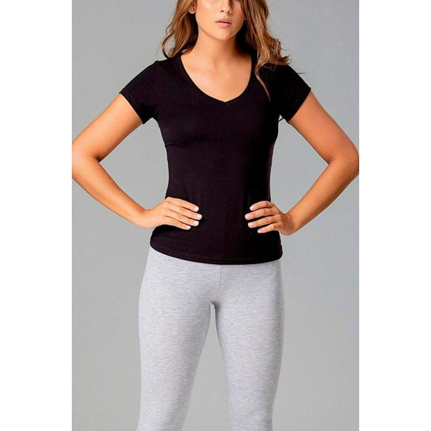 Camiseta Básica Diane & Geordi Colombia Algodón Cuello V Manga Corta 4303 Crema S