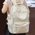 thumbnail image 5 of Polka Dot School Backpack, Large Loptop Backpack with Cute Pendant, Waterproof Backpack for College Outdoor, White, 5 of 10