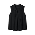 thumbnail image 5 of ClodeEU Women's V Neck Sleeveless Collared Pleated Blouse,Solid Color Casual Tank Top for Summer Black,Women's Plus L, 5 of 8