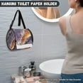 thumbnail image 4 of ZIATUBLE Marble Stripes Travel Toilet Paper Holder Round Paper Towel Storage Bag Paper Dispenser for Home Easy to Clean Paper Towel Storage Container Large Paper Towel Storage Bin, 4 of 7