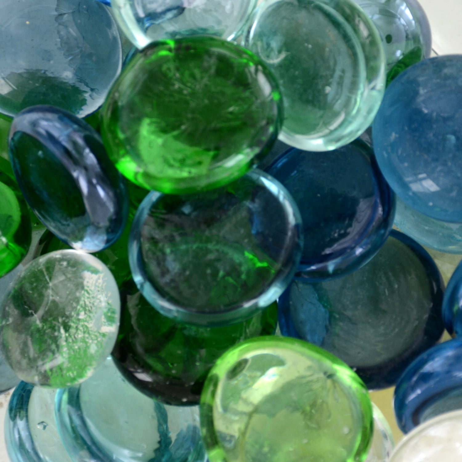 10 Lb. Flat Glass Marbles/Pebbles for Vase Filler Etc (Green, 0.65 ~900  PCs)
