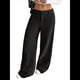 thumbnail image 3 of Pantalones Anchos de para Mujer, Rectos, con Botones y Cremallera Frontal, y Bolsillos Negro M, 3 of 10