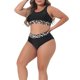 thumbnail image 4 of Bañadores de dos piezas para mujer Agnes Orinda, talla grande, conjunto de bikini de leopardo de cintura alta, trajes de baño deportivos, negro 4X, 4 of 6
