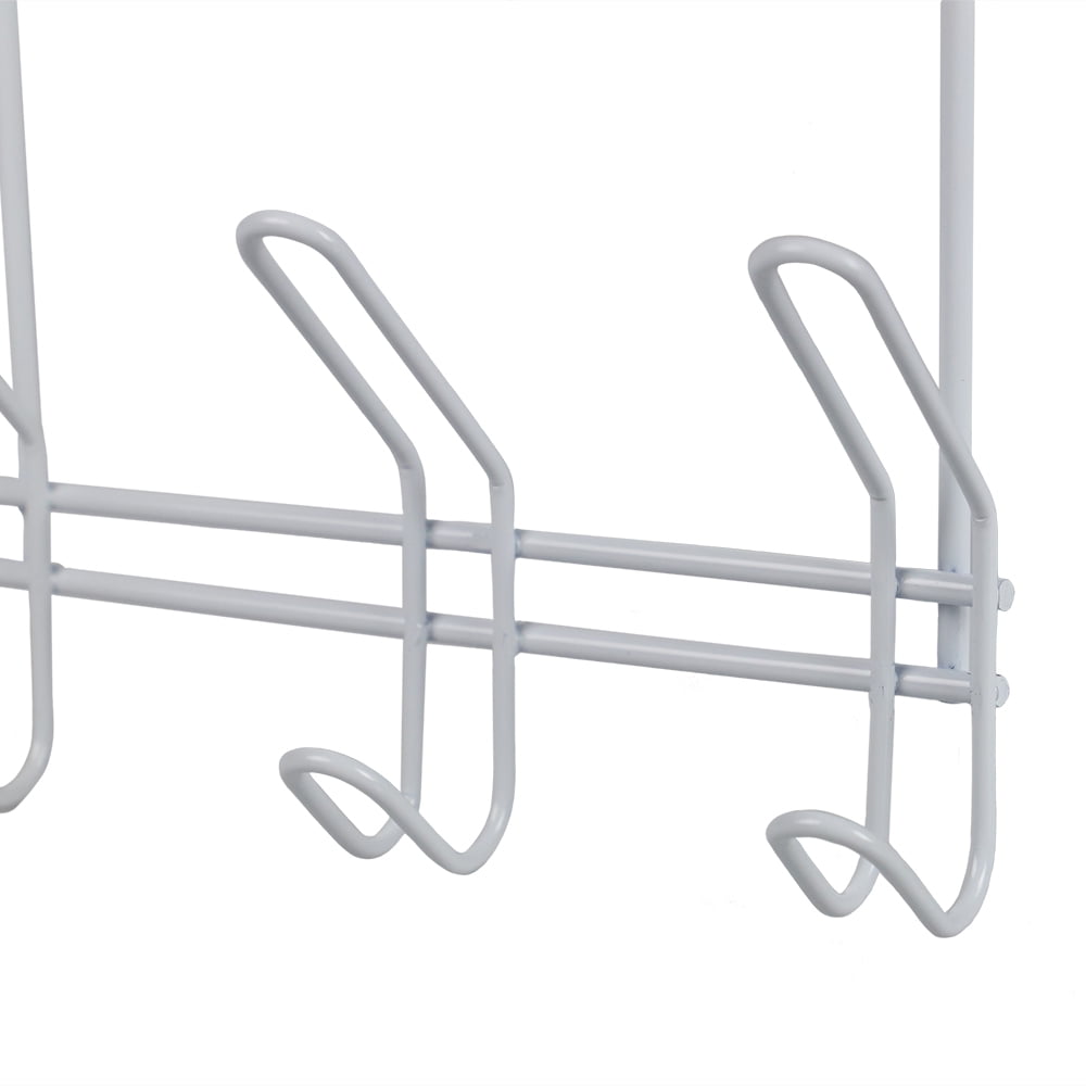 Home Basics Steel 3 Hook Over-The-Door Hanging Rack, White (2 Pack)