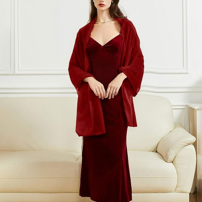 HNMKIU Elegant Velvet Shawl for Wedding Bridal Bridesmaid Evening Party  Prom Dress Accessories Outwear Red,One Size - Walmart.com