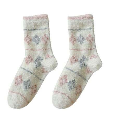 

Yinguo Women Winter Printing Thickened Coral Socks Nonslip Floor Socks Stockings
