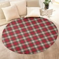 thumbnail image 4 of Red and Green Christmas Plaid Pattern Round Blanket,Comfortable Soft Flannel Throw Blanket,All Season,Warm Lightweight Blankets for Sofa Bed Couch Living Room Chair 60"x60", 4 of 5