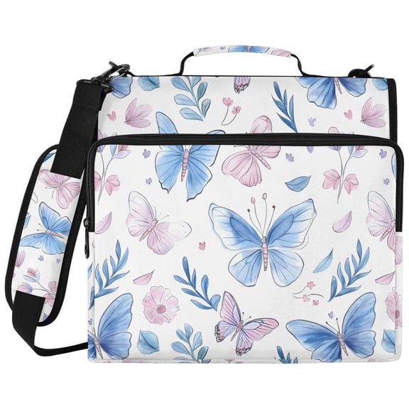 ALAZA Zipper Binder Butterfly Floral Pattern 2 inch 3 Ring 500 Sheet Capacity Trapper Keeper File Folder Organizer Bag