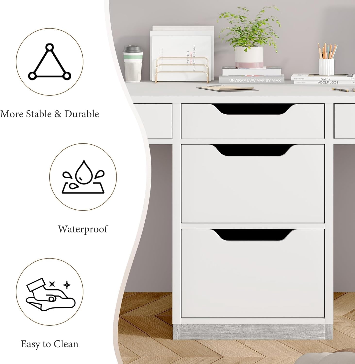 DreamCurship 78 inch Two Person Desk, 2 Person Desk with 5 Drawers, Double Desk for Two People, Computer Desk for Home Office, white