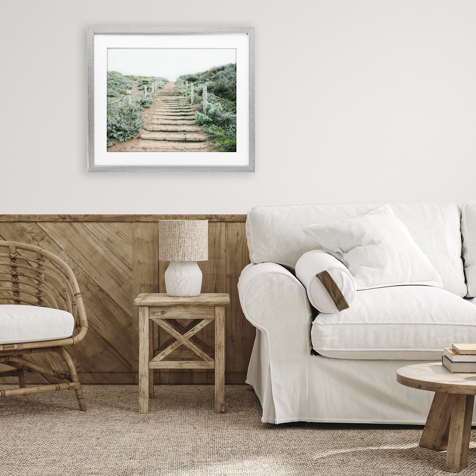 Stupell Industries Stairway To Heaven Path Gray Framed Print Under Glass, design by Leah Noel Art