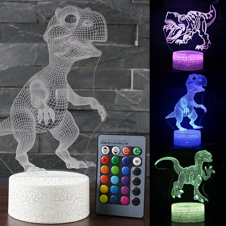 

MyBeauty 3D Dinosaur Illusion Night Light 7 Color LED Kid Bedroom Desk Table Light Gift