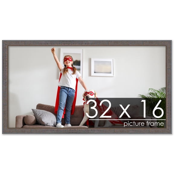 32x16 Distressed/Aged Complete Wood Picture Frame with UV Acrylic, Foam Board Backing, & Hardware