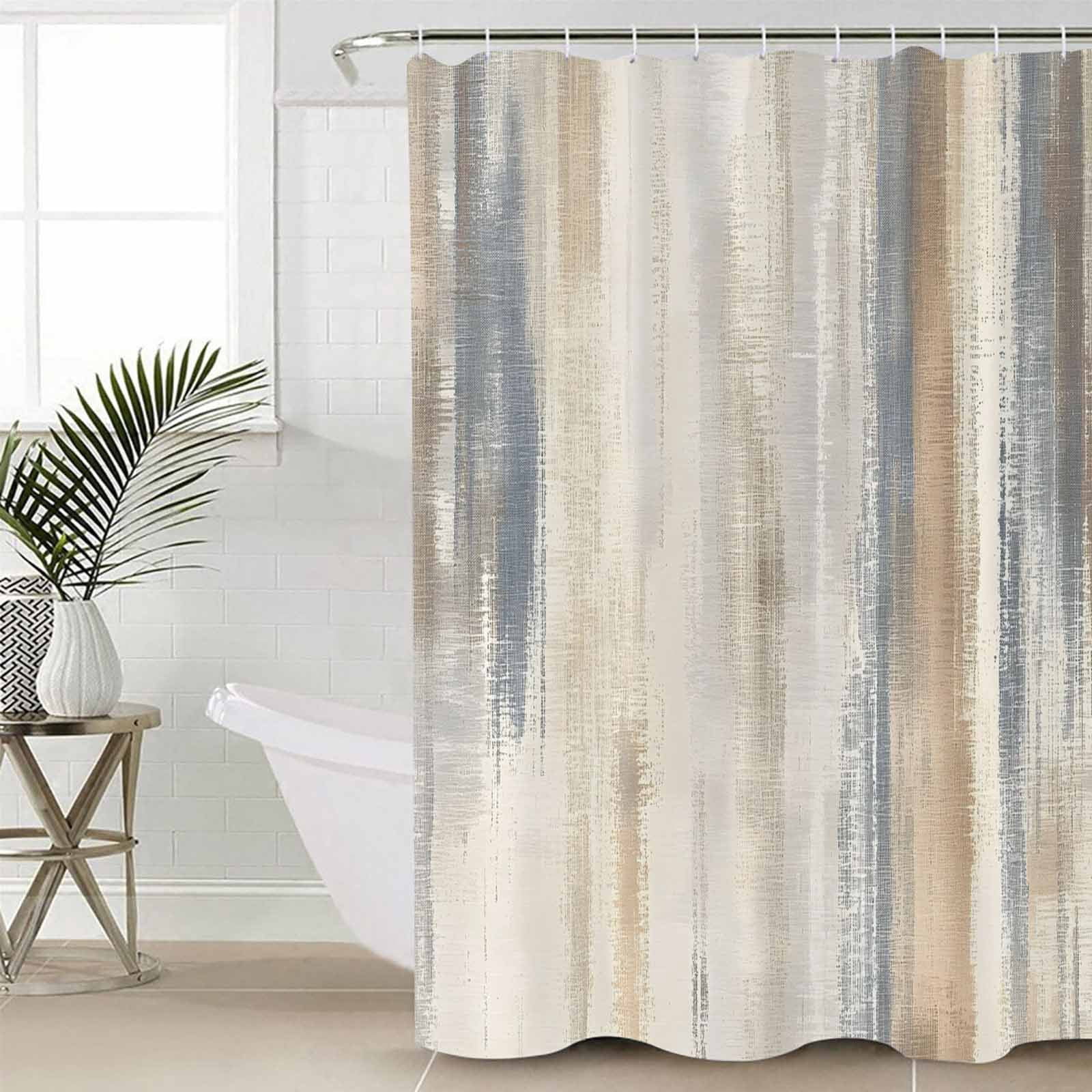 Beige Grey Shower Curtains for Bathroom Waterproof Fabric Bath Curtains Decor Bath Tub Curtain Abstract Mottled Art Retro Modern Painting Decorative Shower Curtain Sets with 12 Hooks, 72x72 Inch