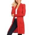 thumbnail image 3 of Women's Long Sleeves Relexed Fit Open Front Side Pockets Solid Cardigan, 3 of 4