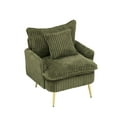 thumbnail image 4 of Modern Accent Chair,Armchair,Corduroy Fabric Sofa Chairs with Pillow,Upholstered Armchair for Living Room,Bedroom,Green, 4 of 7